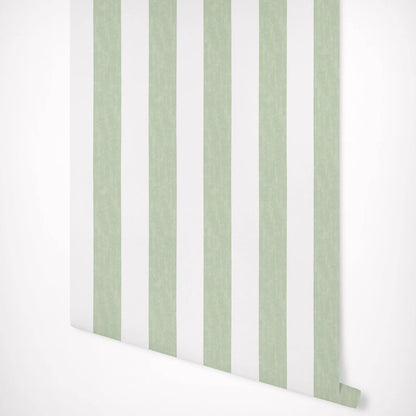 Modern Green & White Striped Wallpaper – Peel and Stick, Waterproof Wall Mural