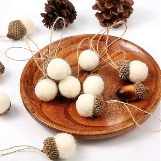 Wool Felt Acorn Ornaments – Set of 6