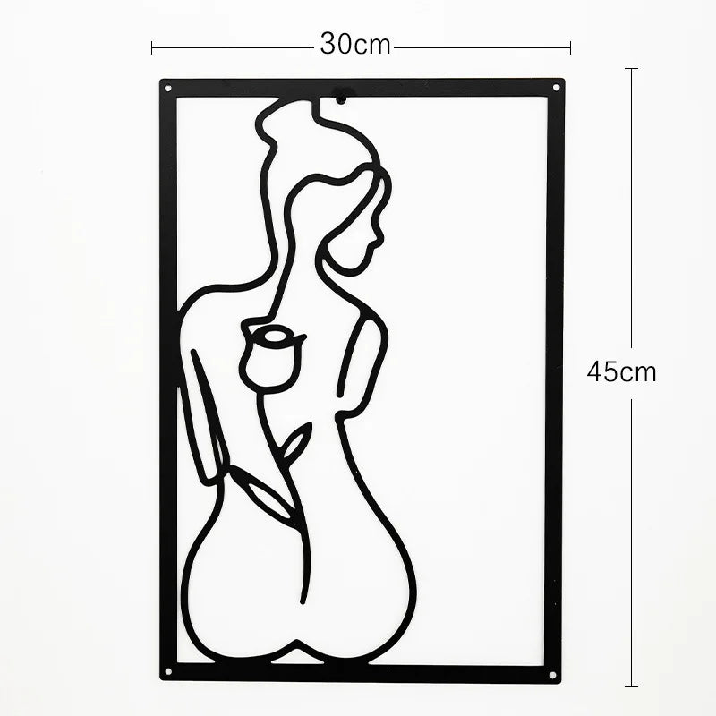 Woman Face Body Outline Kiss Silhouette Iron Wall Hanging Decor Abstract Line Ornament Beautiful Art for Living Room Bedroom Home Artwork Decor