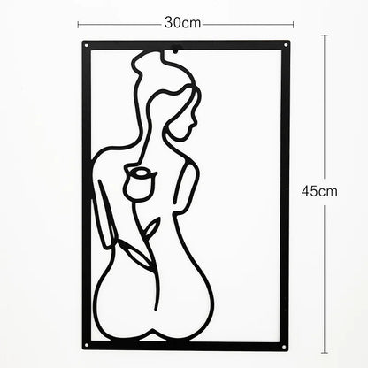 Woman Face Body Outline Kiss Silhouette Iron Wall Hanging Decor Abstract Line Ornament Beautiful Art for Living Room Bedroom Home Artwork Decor
