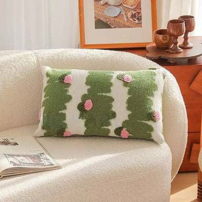 Embroidered Floral Throw Pillow Cover – Boho Decorative Cushion Cover for Sofa, Bed, or Chair | Housewarming Gift