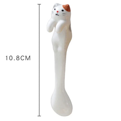 Ceramic Cat Hanging Spoon – Cute Animal Coffee & Dessert Spoon for Cat Lovers