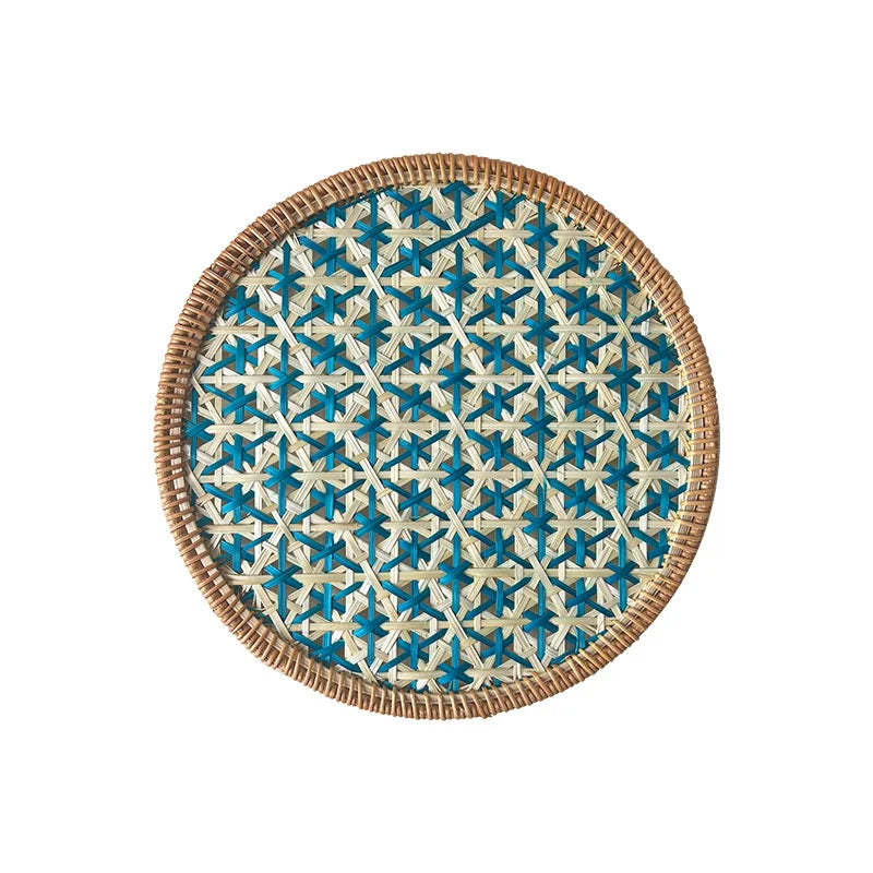 Hand-Woven Bamboo Boho Placemats – Round Rattan Table Mats for Rustic Kitchen