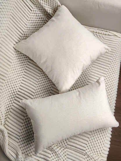 Leaf Embroidered Throw Pillow Cover – Canvas Cushion Cover for Boho Home Decor