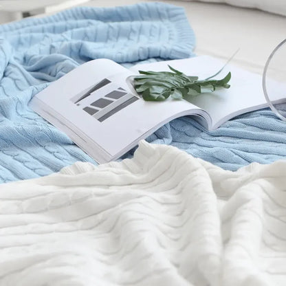 100% Cotton Cable Knit Throw Blanket – Soft & Breathable Boho Home Decor