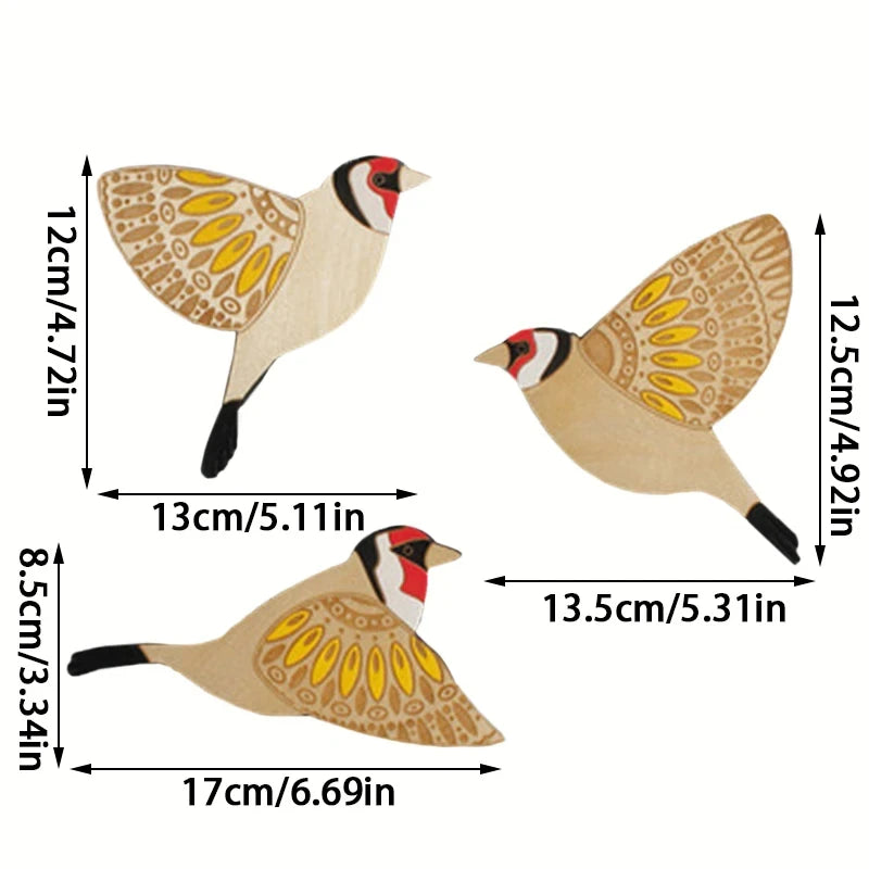 3-Piece Wooden Bird Wall Decor Set – Patterned Boho Home Decor for Indoors & Outdoors Bird Lover Gift for Birder