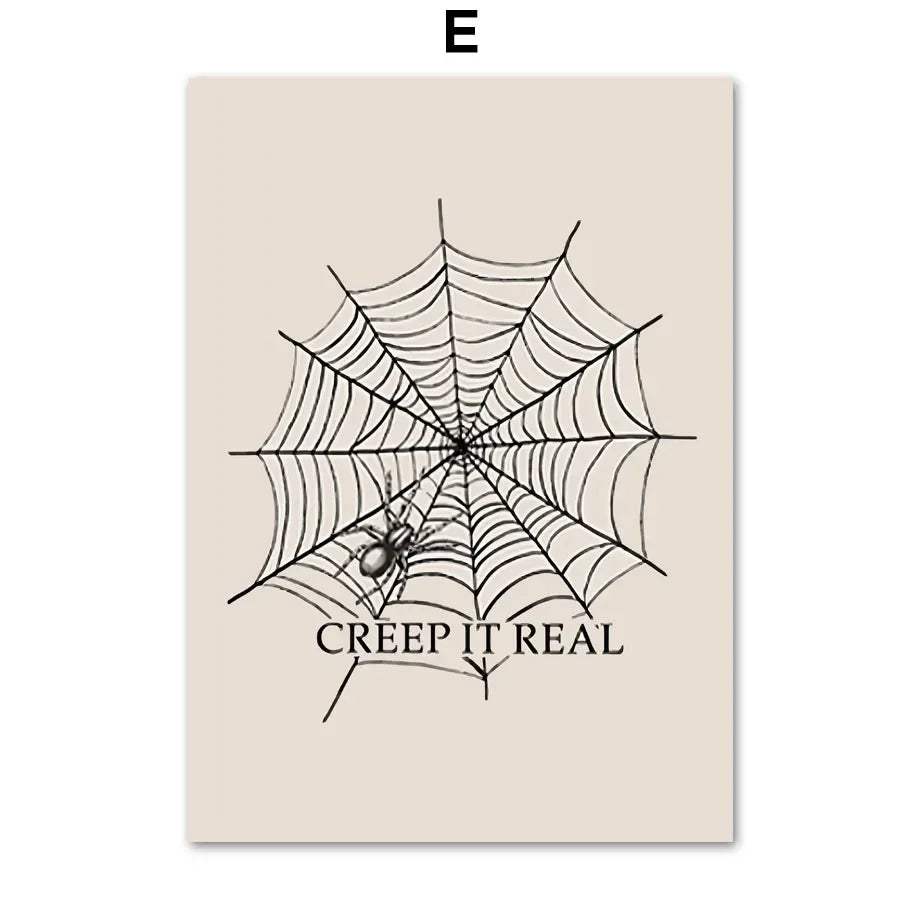 Fall Halloween Skull & Plant Canvas Wall Art Prints