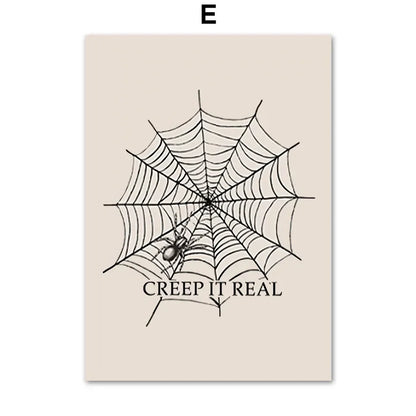 Fall Halloween Skull & Plant Canvas Wall Art Prints