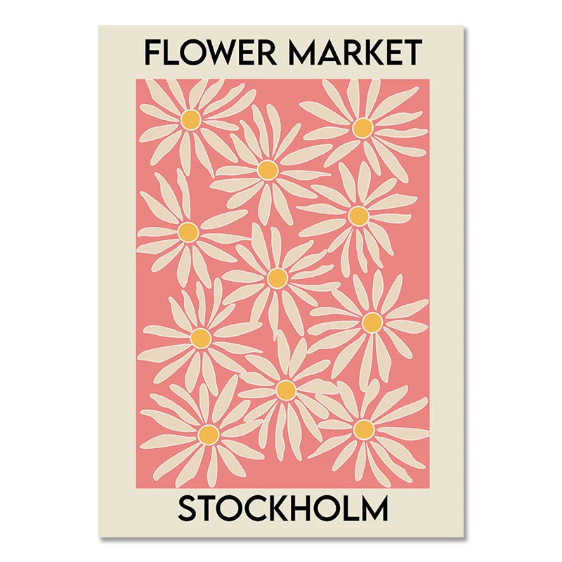 Flower Market Canvas Print – Botanical Wall Art for Boho Home Decor