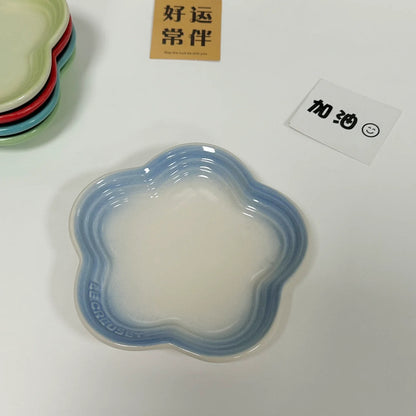Plum Blossom Ceramic Plate – 5.5-Inch Colorful Flower-Shaped Dish