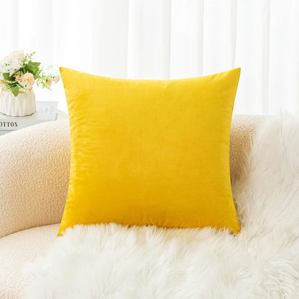 Velvet Pillowcase Sofa Cushion Cover – Solid Color Throw Pillow Case for Living Room