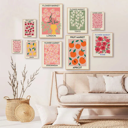 Flower Market Canvas Print – Botanical Wall Art for Boho Home Decor