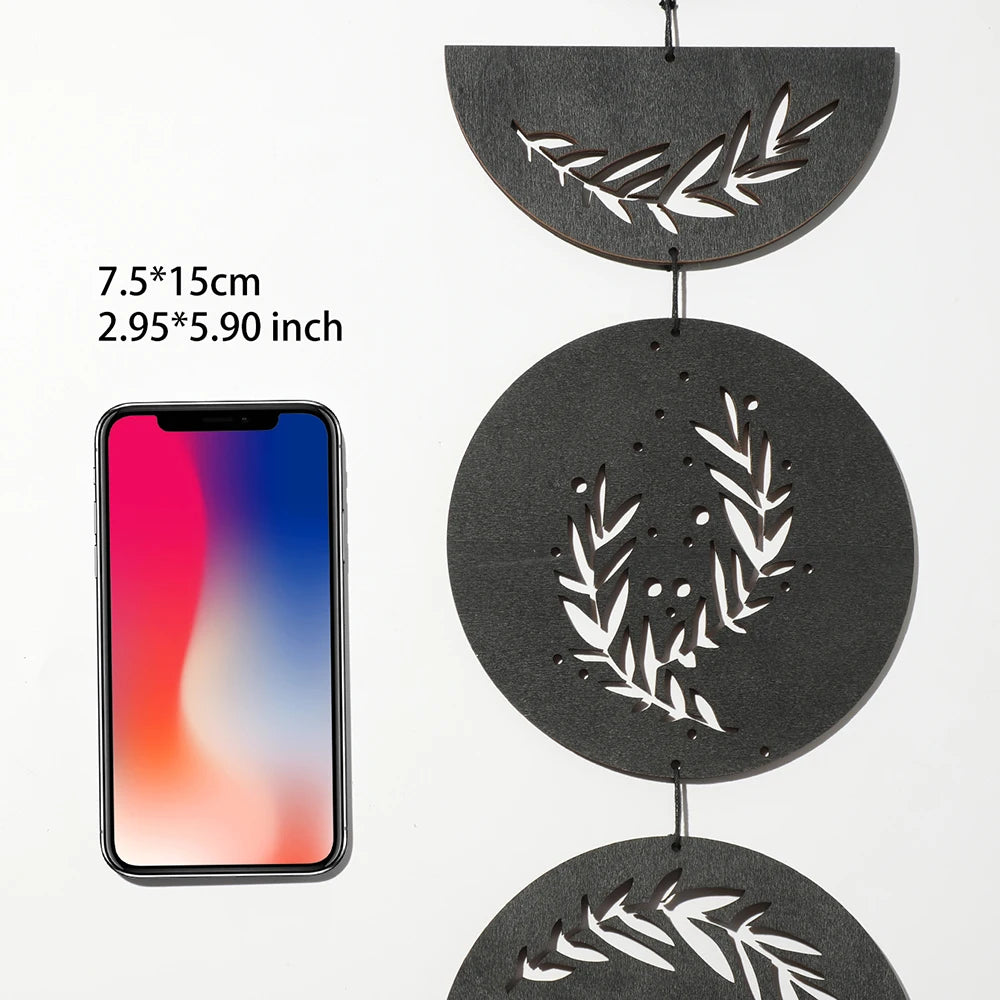 Wooden Wall Hanging Moon Phase Garland Wall Decor Hanging Ornaments Decoration Boho Home Decor for Nursery Ornament Gift
