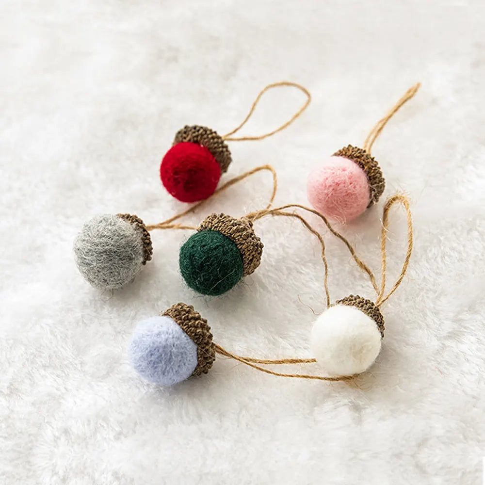 Wool Felt Acorn Ornaments – Set of 6