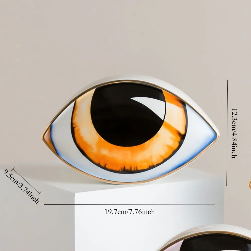 Moroccan Turkish blue evil eye ceramic figurine, unique bohemian home decor accent perfect for eclectic and boho home styles, adds soulful vibes and a cozy touch to any room, great for gifting as a boho home decor gift or housewarming present.