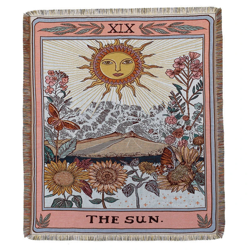 Tarot Tapestry Blanket – Boho Woven Throw for Sofa, Bed, Picnic & Travel