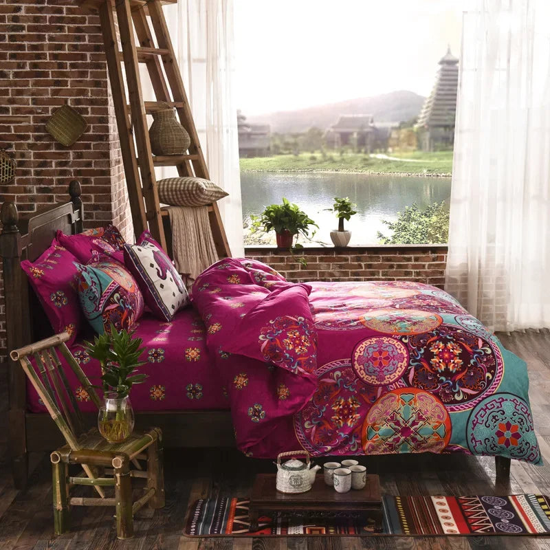 Vibrant Boho 3 Piece Duvet Cover & Pillowcases Set