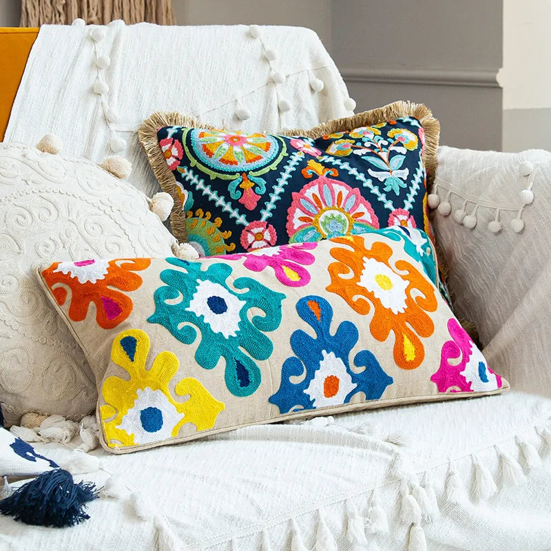Boho Home Decor Cotton Pillowcase – Decorative Bohemian Sofa Cushion Cover for Living Room