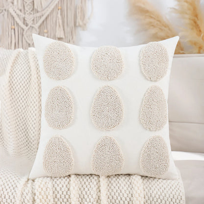 Easter Rabbit Canvas Tufted Throw Pillow Cover – Decorative 45x45 cm Cushion for Sofa & Bed