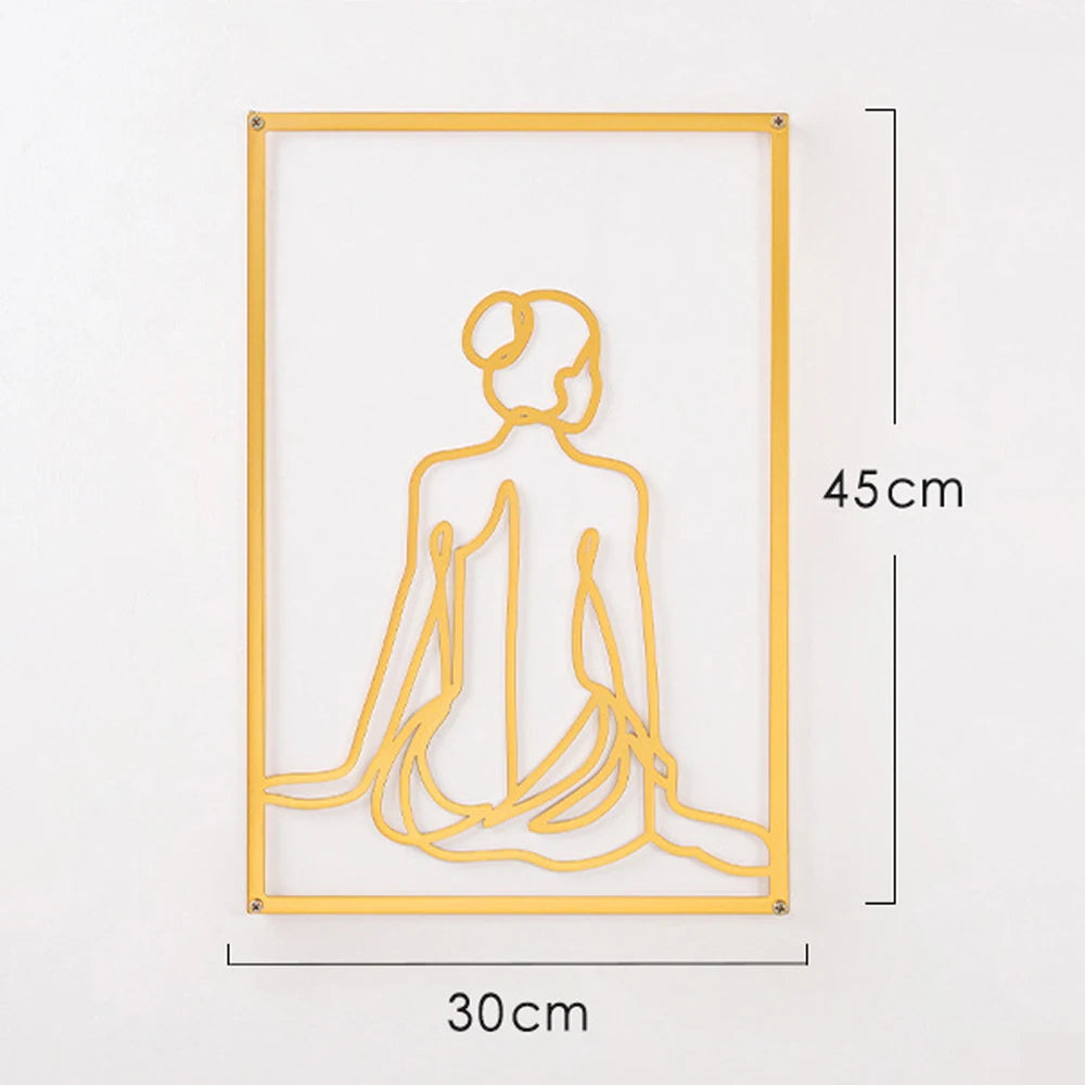 Woman Face Body Outline Kiss Silhouette Iron Wall Hanging Decor Abstract Line Ornament Beautiful Art for Living Room Bedroom Home Artwork Decor