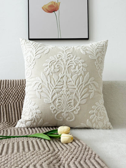 Boho Embroidered Leaf Throw Pillow Cover – Decorative Cushion Case for Sofa | Boho Home Decor