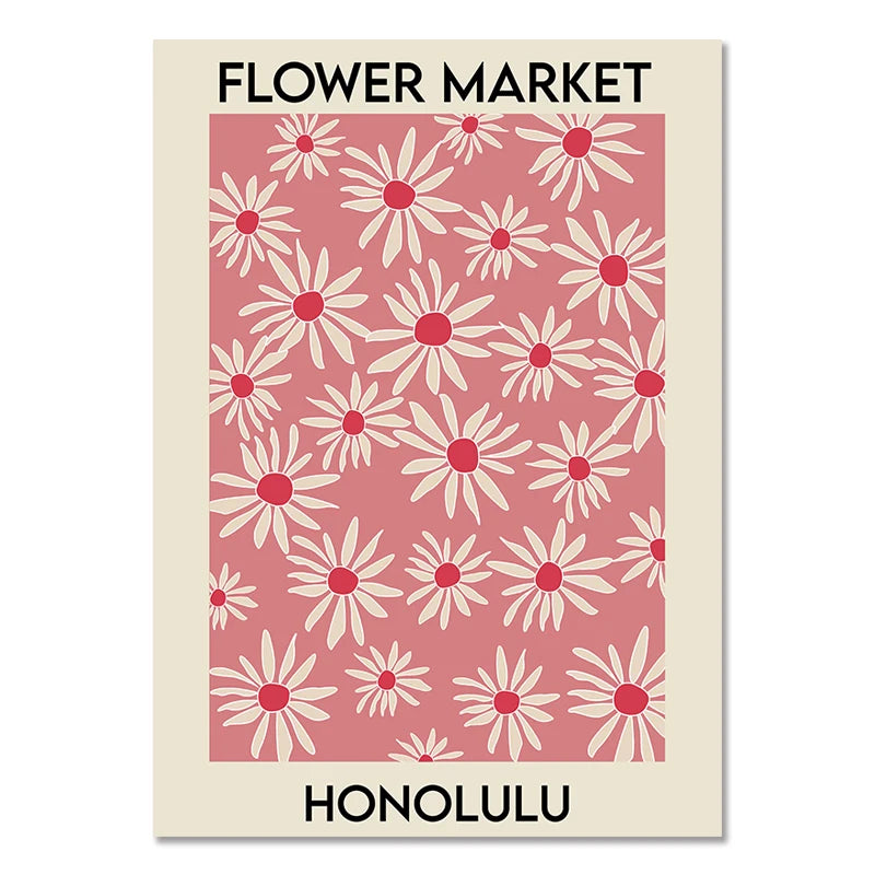 Flower Market Canvas Print – Botanical Wall Art for Boho Home Decor