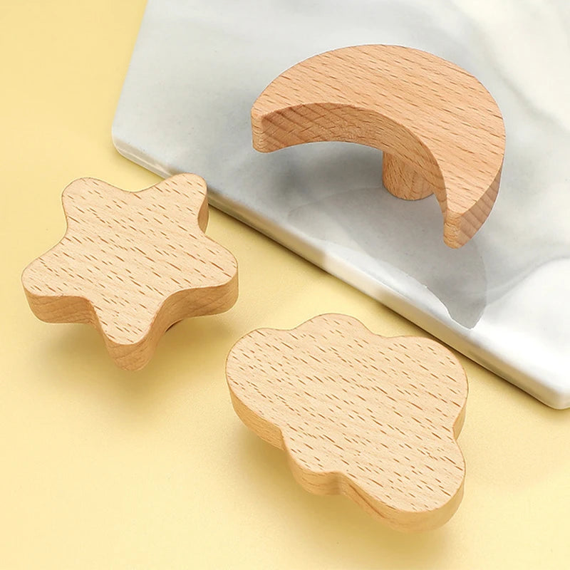 Cute Wooden Animal Wood Wall Hook – Beech Wood Decorative Hanger for Kids Rooms, Entryways, Kitchens & More (1pc) Star Moon Cloud