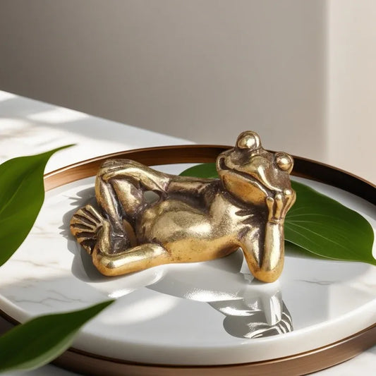 Mini Brass Sleeping Frog Figurine