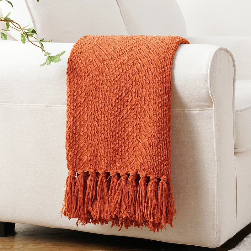 Thick Knitted Throw Blanket Soft Warm Decorative Sofa Bed Bedspread Home Boho Room Decor