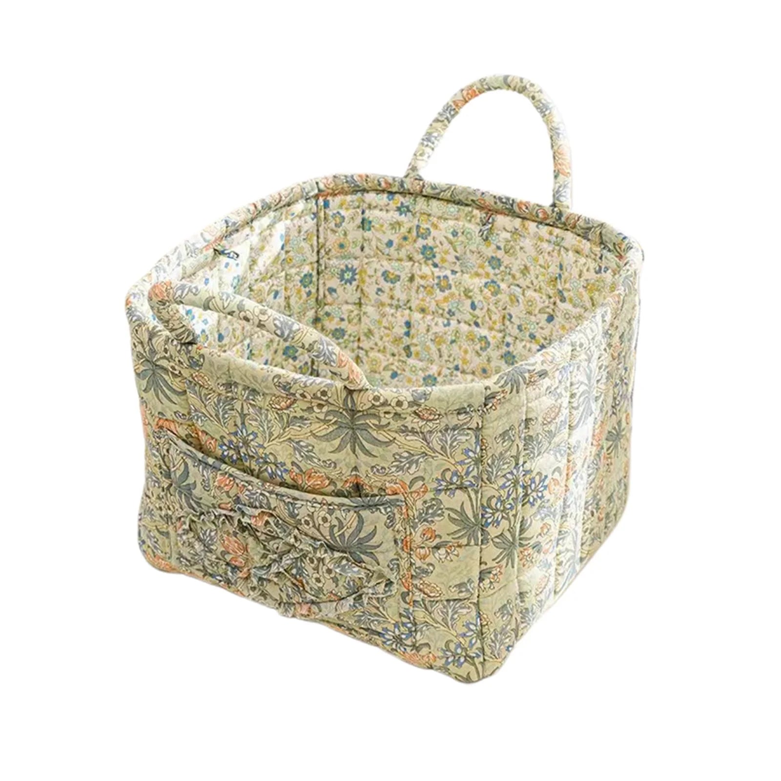 boho home decor, floral fabric storage basket, large laundry hamper, foldable storage bin, fabric organizer basket, boho floral hamper, home organization basket, decorative laundry bin, eco-friendly laundry hamper, housewarming gift