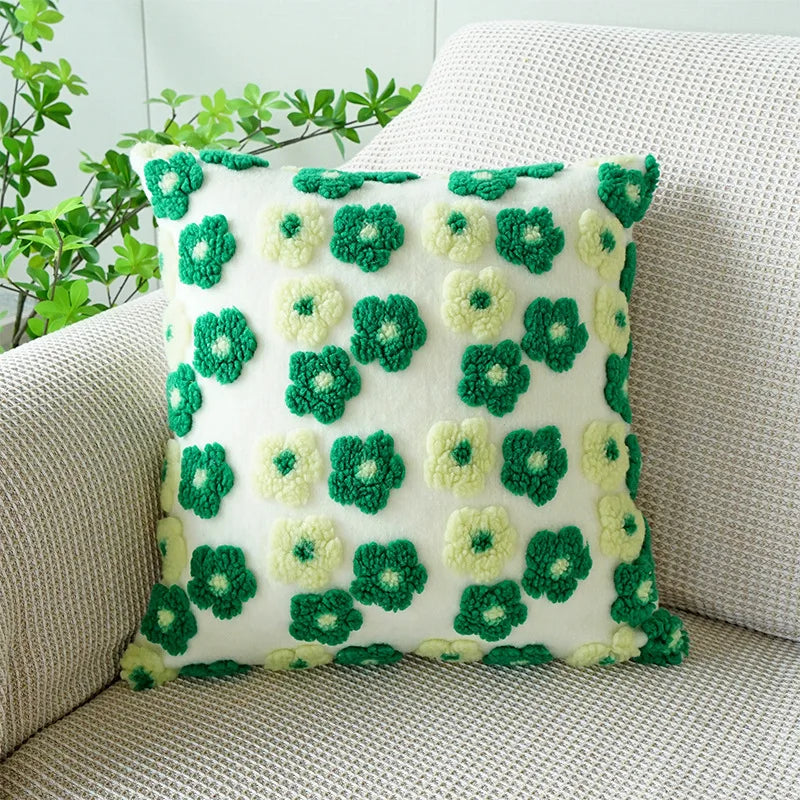 Embroidered Floral Throw Pillow Cover – Boho Decorative Cushion Cover for Sofa, Bed, or Chair | Housewarming Gift