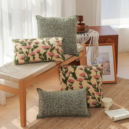 Embroidered Floral Throw Pillow Cover – Boho Decorative Cushion Cover for Sofa, Bed, or Chair | Housewarming Gift