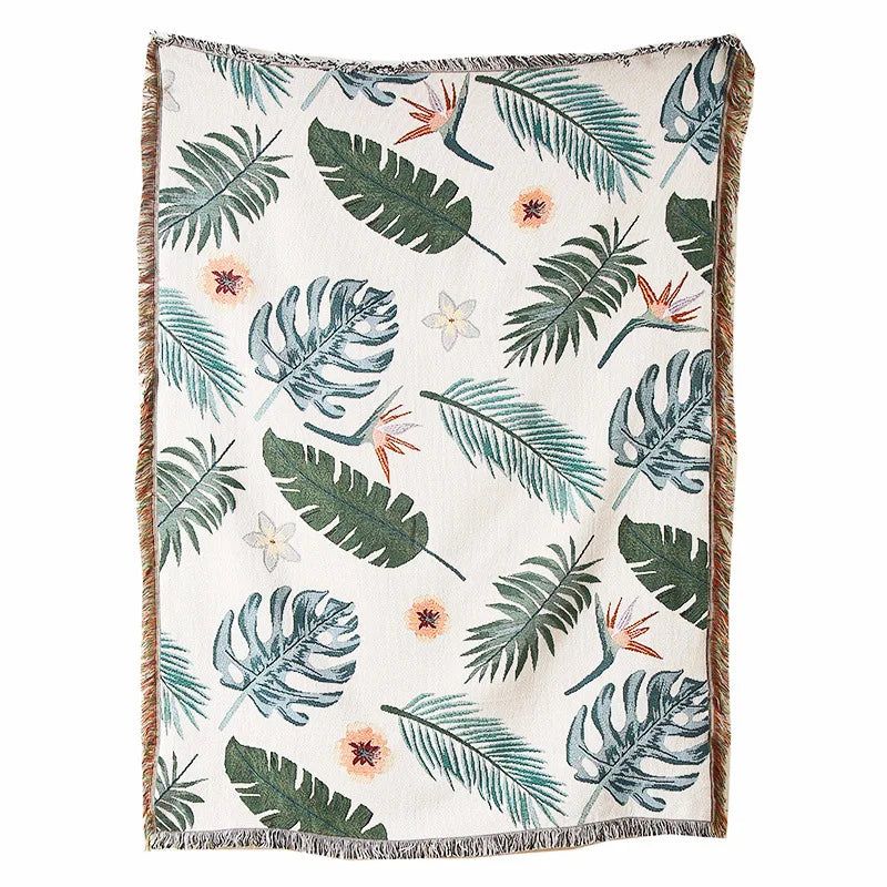 Boho Tassel Throw Blanket – Floral Lotus