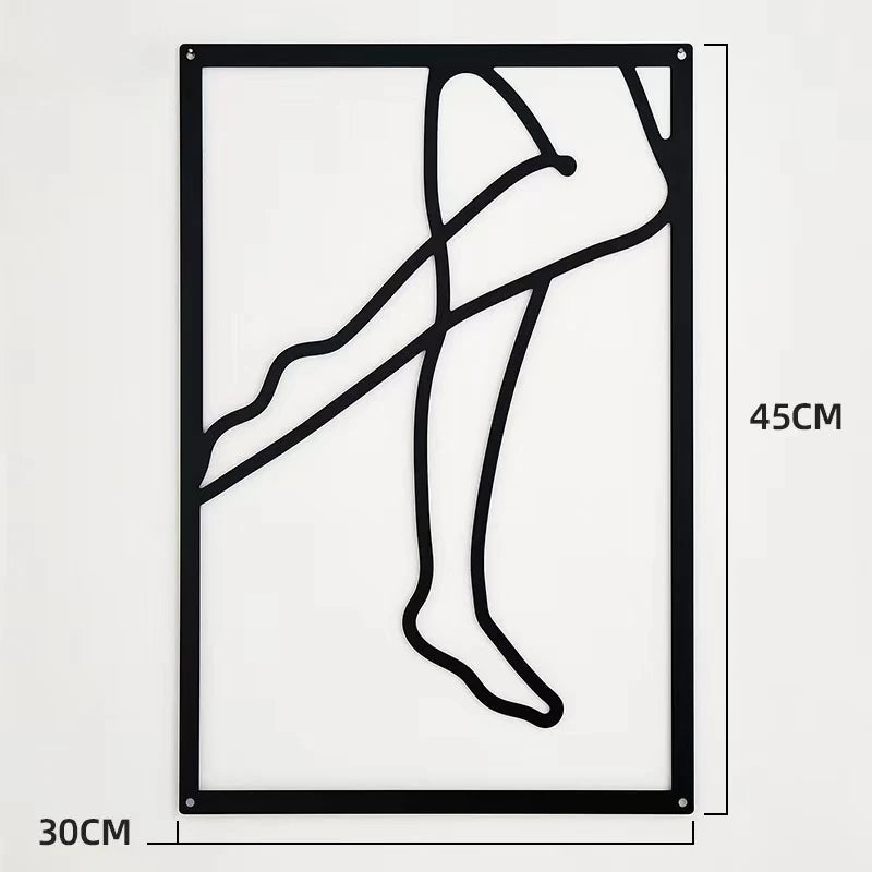 Woman Face Body Outline Kiss Silhouette Iron Wall Hanging Decor Abstract Line Ornament Beautiful Art for Living Room Bedroom Home Artwork Decor