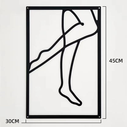 Woman Face Body Outline Kiss Silhouette Iron Wall Hanging Decor Abstract Line Ornament Beautiful Art for Living Room Bedroom Home Artwork Decor