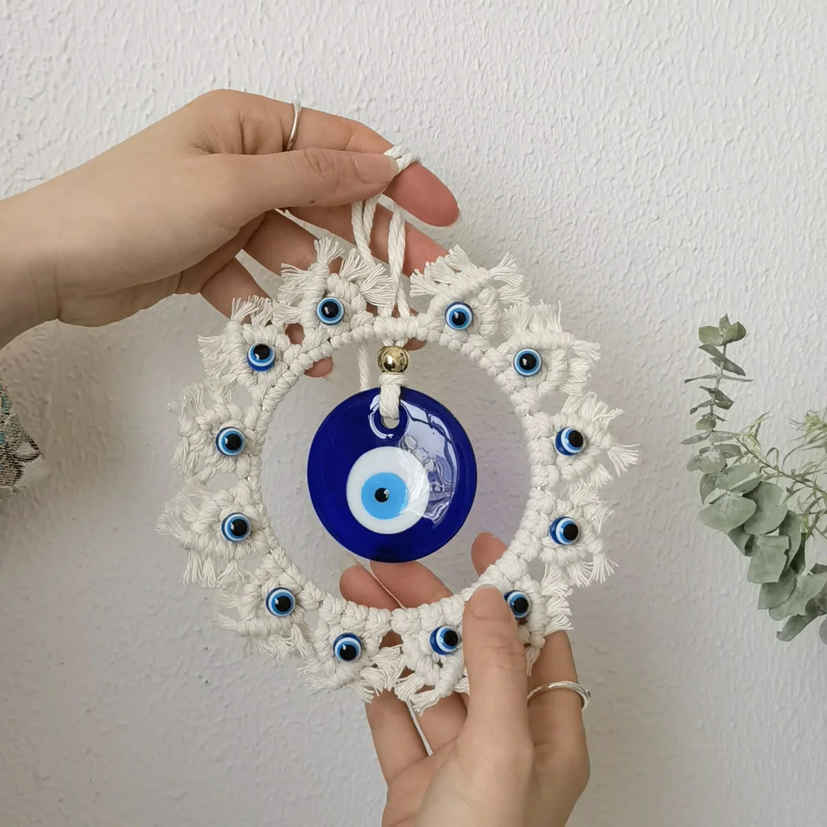 Handcrafted Evil Eye Macrame Circle Wall Decor