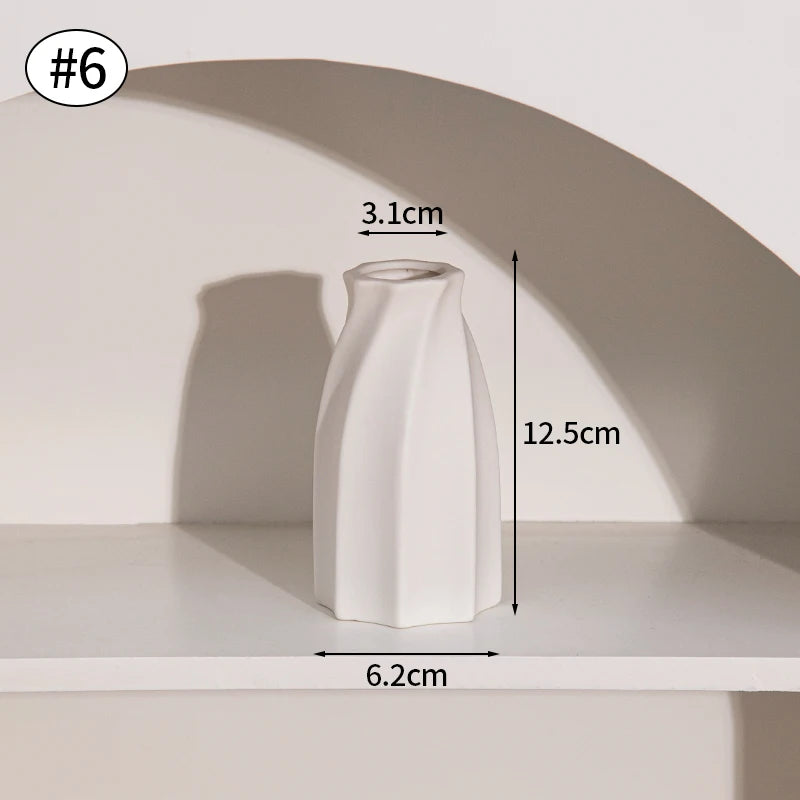 Modern White Ceramic Vase – Minimalist Decorative Vase for Pampas Grass, Flowers & Home Accents