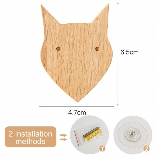 Cute Wooden Animal Wood Wall Hook – Beech Wood Decorative Hanger for Kids Rooms, Entryways, Kitchens & More (1pc)  Giraffee Rabbit Hippo Cat Octopus Lion Cat Dog Elephant Dog Nursery