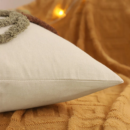 Halloween tufted pumpkin pillow cover, 18x18 inch square cushion case, festive fall and Thanksgiving decorative pillow for sofa, bed, or living room