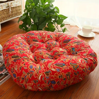 🧘 Round Cotton Floor Cushion Pillow – Thickened Tatami Yoga Mat & Meditation Seat – Machine Washable Geometric Patchwork Cushion
