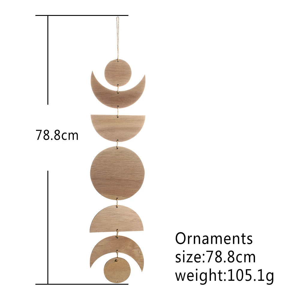 Wooden Wall Hanging Moon Phase Garland Wall Decor Hanging Ornaments Decoration Boho Home Decor for Nursery Ornament Gift