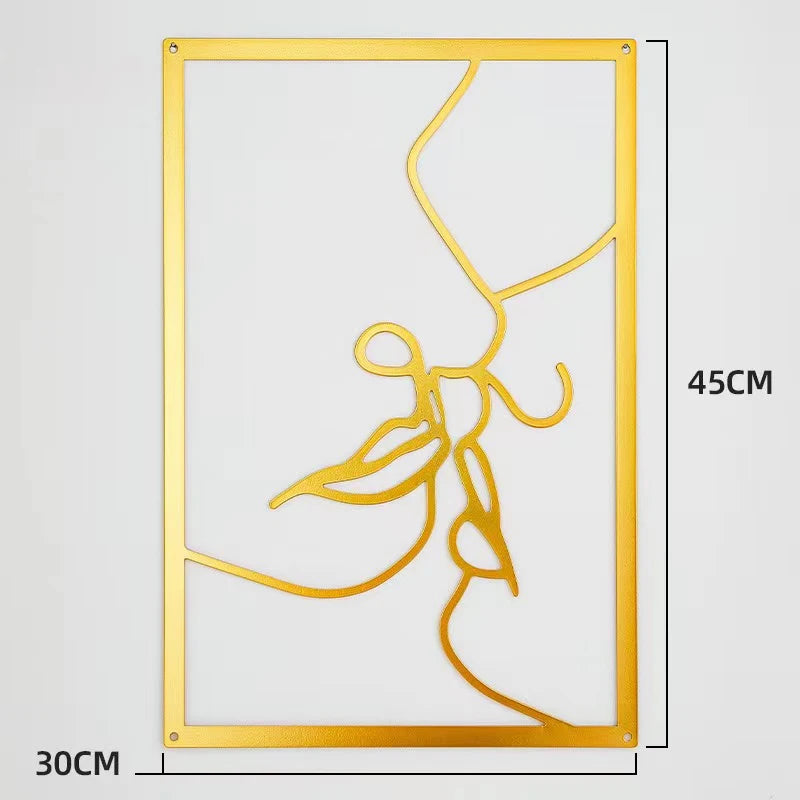 Woman Face Body Outline Kiss Silhouette Iron Wall Hanging Decor Abstract Line Ornament Beautiful Art for Living Room Bedroom Home Artwork Decor