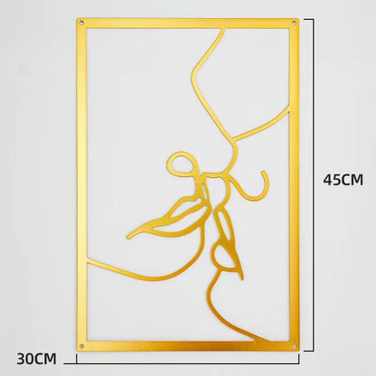 Woman Face Body Outline Kiss Silhouette Iron Wall Hanging Decor Abstract Line Ornament Beautiful Art for Living Room Bedroom Home Artwork Decor
