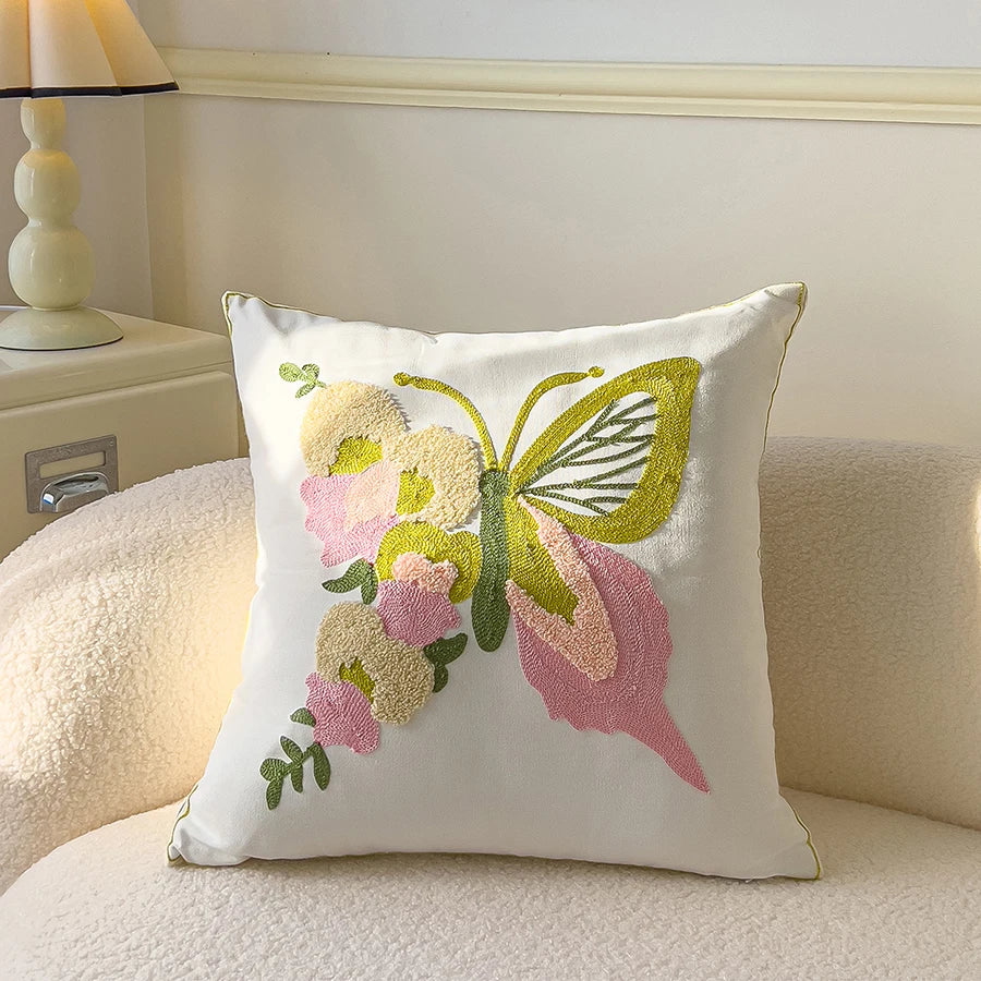 Boho Floral Tufted Decorative Throw Pillow Cover