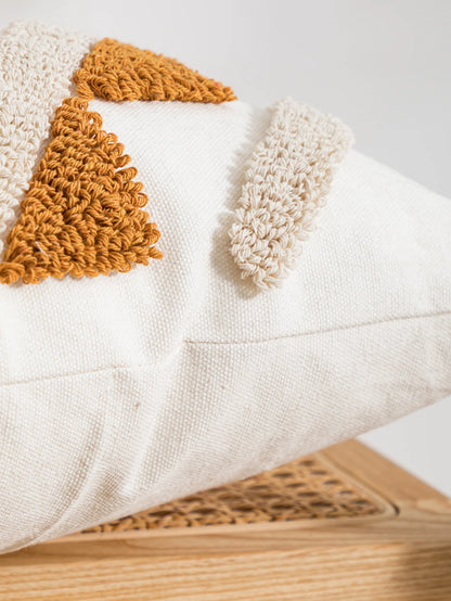 Geometric Tufted Pillow Cover With Tassels – Boho Home Decor Accent for Couch, Bed & Living Room