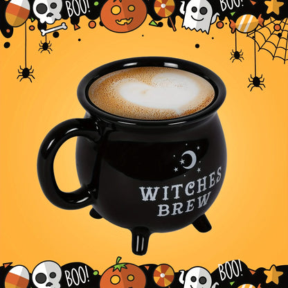 Witch Brew Coffee Mug – 11.8oz Black Ceramic Cauldron Cup for Coffee, Tea & Halloween Decor