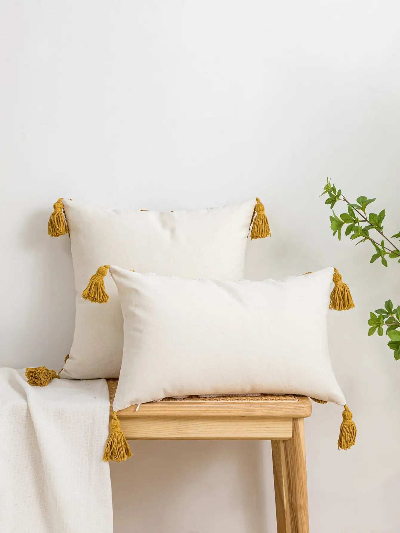 Geometric Diamond Pillow Cover with Tassels – Boho Home Decor Accent for Couch, Bed, or Chair Housewarming Gift