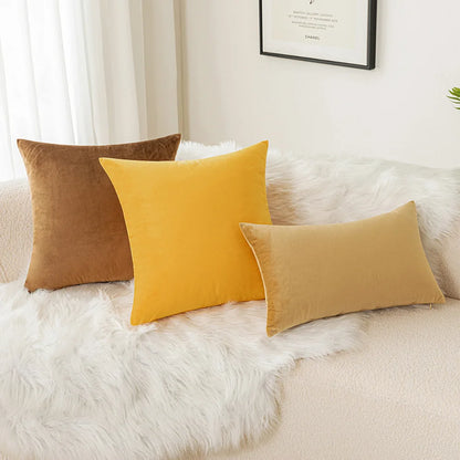 Velvet Pillowcase Sofa Cushion Cover – Solid Color Throw Pillow Case for Living Room