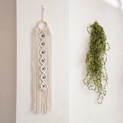 Boho Evil Eye Macrame Wall Hanging – Handwoven Cotton Tapestry for Bedroom, Living Room, Entryway Wall Art for Boho Home Decor - My Boho Home