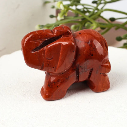 Hand-Carved Crystal Elephant Figurine – Natural Gemstone Animal Statue for Chakra, Meditation & Boho Home Decor